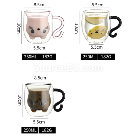 客製化貓咪雙層玻璃杯禮品