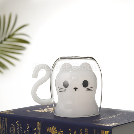 客製化貓咪雙層玻璃杯禮品