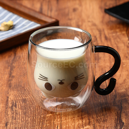 客製化貓咪雙層玻璃杯禮品