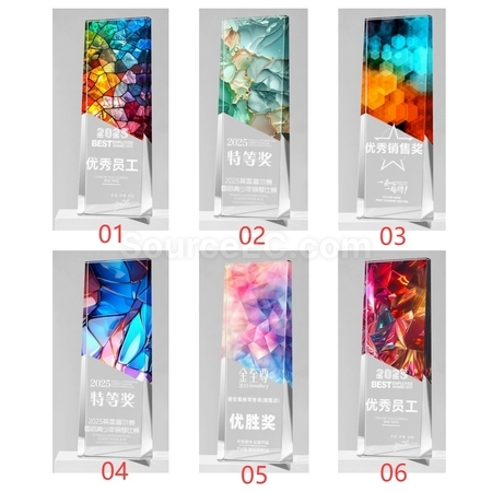 客製化復古鐳射炫彩水晶獎座禮品