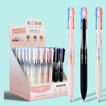 客製化多功能三色合一按動簽字筆禮品