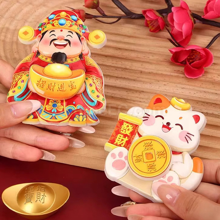 客製化創意旋轉財神冰箱貼禮品