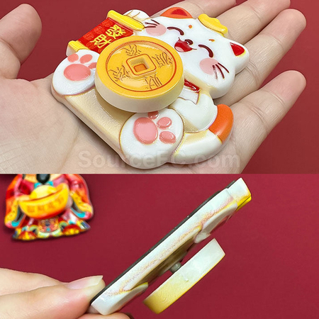 客製化創意旋轉財神冰箱貼禮品