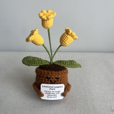 客製化針織花朵植物盆栽禮品