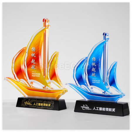 客製化帆船水晶獎座禮品