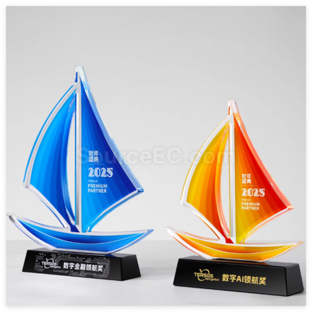 客製化帆船水晶獎座禮品