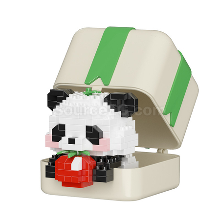 熊猫小狗動物積木玩具禮盒