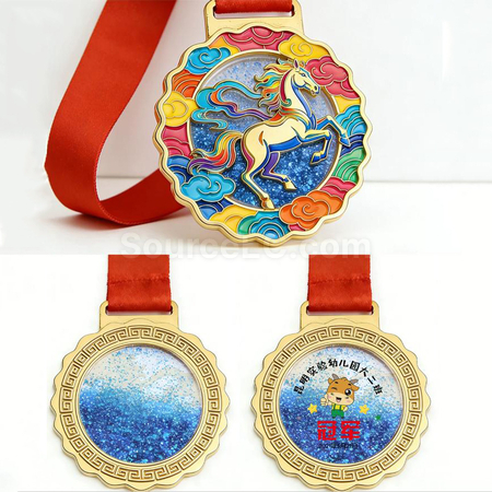 客製化流沙馬年金屬獎牌禮品