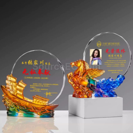 客製化琉璃帆船水晶獎座禮品