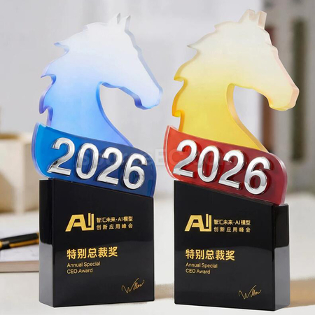 客製化馬年水晶獎座禮品