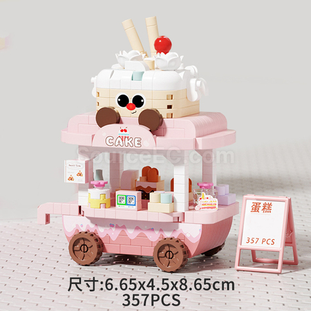客製化街邊美食小車街景積木禮品