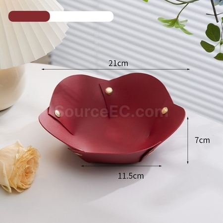 客製化花朵形狀PU皮革摺疊收納盤禮品