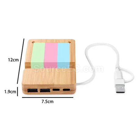 客製化帶 USB Type‑C 拓展塢的竹制桌面收納架兼手機支架禮品