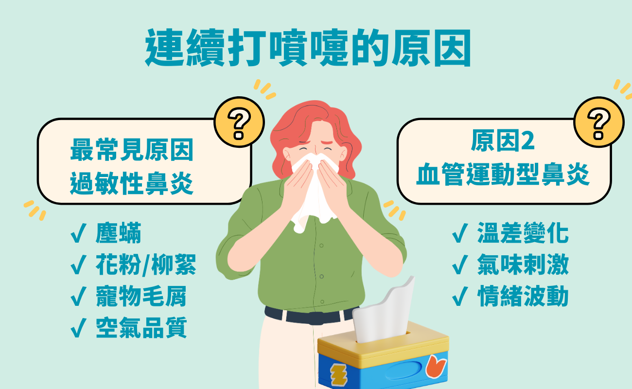 連續打噴嚏, 過敏性鼻炎原因, 血管運動型鼻炎, 感冒與過敏區別, 空氣清淨機推薦, 抗敏藥盒, 醫療保健禮品, 塵蟎過敏改善, 鼻塞流鼻涕, 呼吸道健康管理